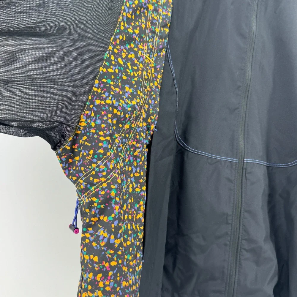 Nike Running Jacket Womens 1X Black Multi Color Paint Splatter Mesh Windbreaker